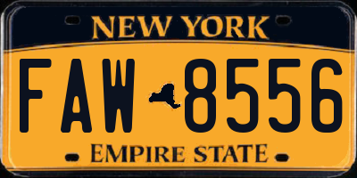 NY license plate FAW8556