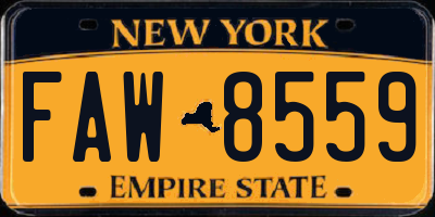 NY license plate FAW8559