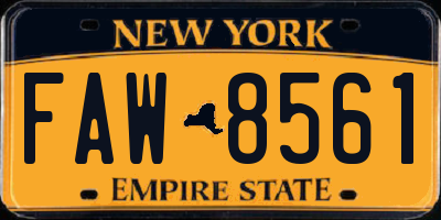 NY license plate FAW8561