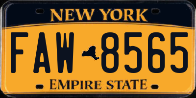 NY license plate FAW8565