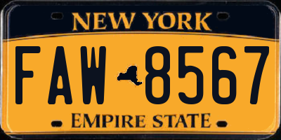 NY license plate FAW8567