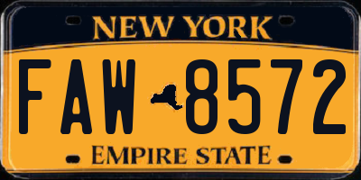 NY license plate FAW8572