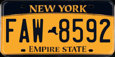 NY license plate FAW8592