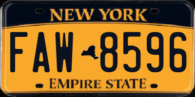 NY license plate FAW8596