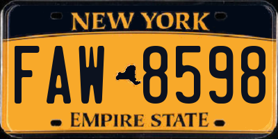 NY license plate FAW8598