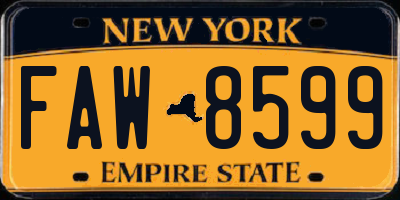 NY license plate FAW8599