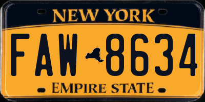 NY license plate FAW8634