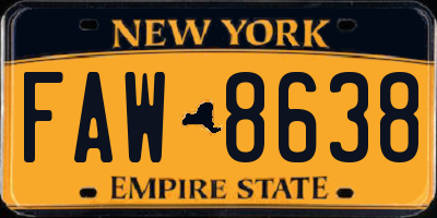 NY license plate FAW8638