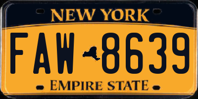 NY license plate FAW8639