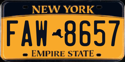 NY license plate FAW8657