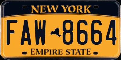NY license plate FAW8664