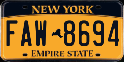 NY license plate FAW8694