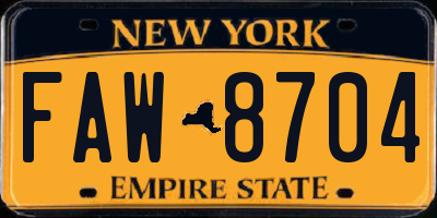 NY license plate FAW8704