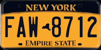 NY license plate FAW8712