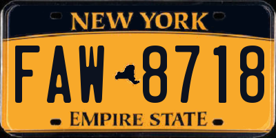 NY license plate FAW8718