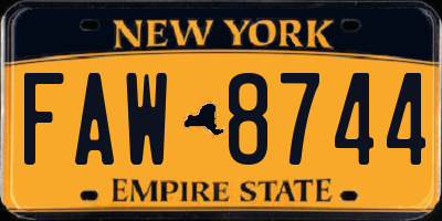 NY license plate FAW8744