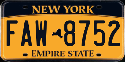 NY license plate FAW8752