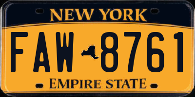 NY license plate FAW8761