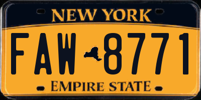 NY license plate FAW8771