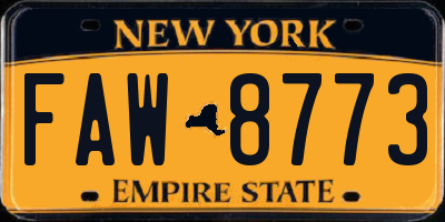 NY license plate FAW8773
