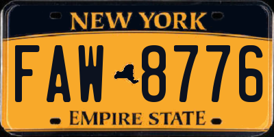NY license plate FAW8776