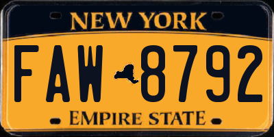 NY license plate FAW8792