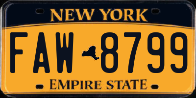 NY license plate FAW8799