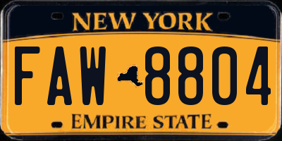 NY license plate FAW8804