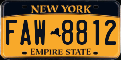 NY license plate FAW8812