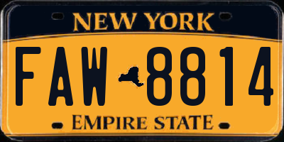NY license plate FAW8814