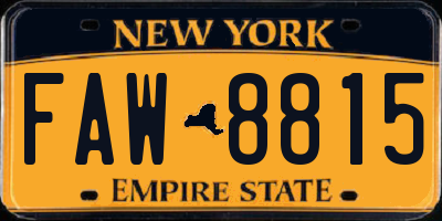 NY license plate FAW8815
