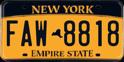 NY license plate FAW8818