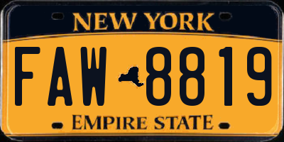 NY license plate FAW8819