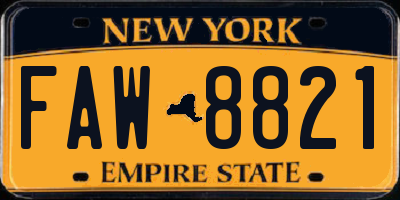 NY license plate FAW8821