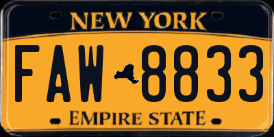 NY license plate FAW8833