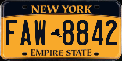 NY license plate FAW8842