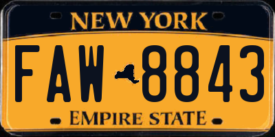 NY license plate FAW8843