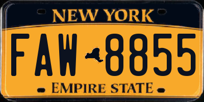 NY license plate FAW8855