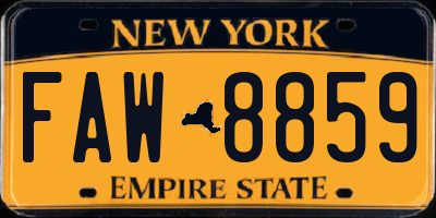 NY license plate FAW8859