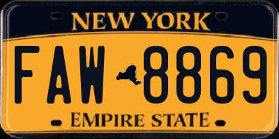 NY license plate FAW8869