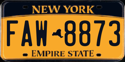 NY license plate FAW8873