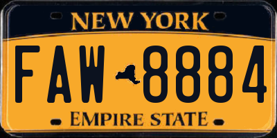 NY license plate FAW8884