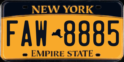 NY license plate FAW8885