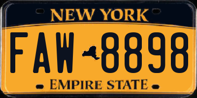 NY license plate FAW8898