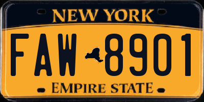 NY license plate FAW8901