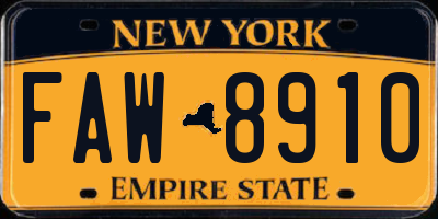 NY license plate FAW8910