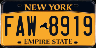 NY license plate FAW8919