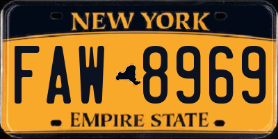 NY license plate FAW8969
