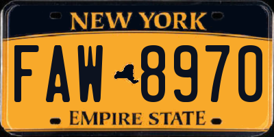NY license plate FAW8970