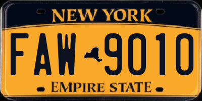 NY license plate FAW9010